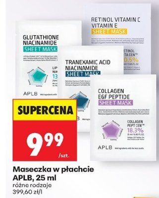 Maseczka w płachcie APLB, 25 ml różne rodzaje promocja w Biedronka