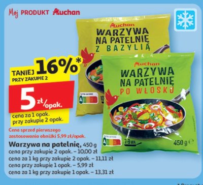 Warzywa na patelni臋 z bazyli膮 Auchan r贸偶norodne (logo czerwone) promocja