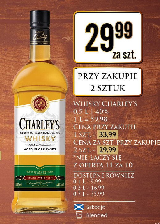 Whisky CHARLEY'S ORIGINAL promocja