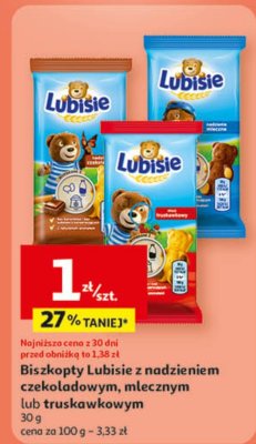 Biszkopty Lubisie z nadzieniem czekoladowym, mlecznym lub truskawkowym 30 g promocja w Auchan
