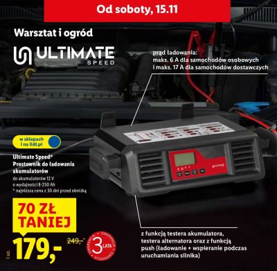 Prostownik do ładowania akumulatorów Ultimate Speed promocja w Lidl