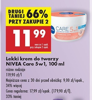 Krem do twarzy lekki promienna cera Nivea creme care promocja w Biedronka