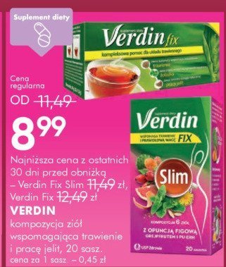 Herbata VERDIN fix Slim 20 sasz. promocja w Super-Pharm