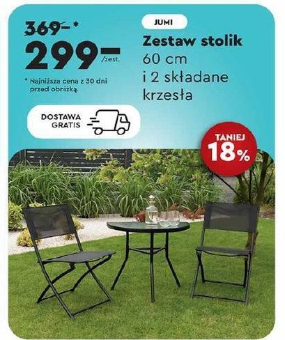 Zestaw mebli balkonowych stolik + 2 krzes艂a czarny Jumi promocja