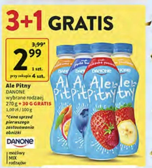 Jogurt truskawka-poziomka Danone ale pitny Ale danone promocja