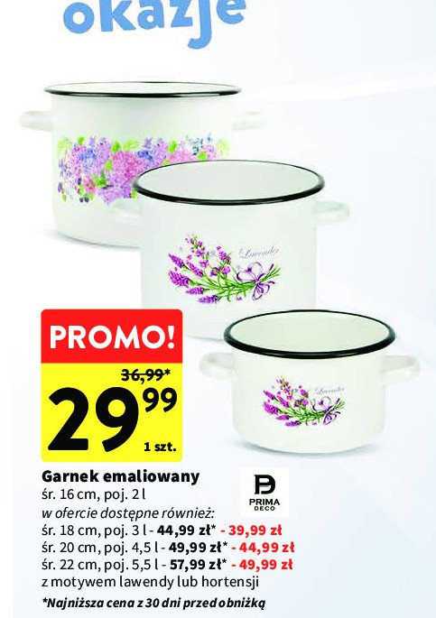 Garnek emaliowany lawenda 4.5 l Prima deco promocja