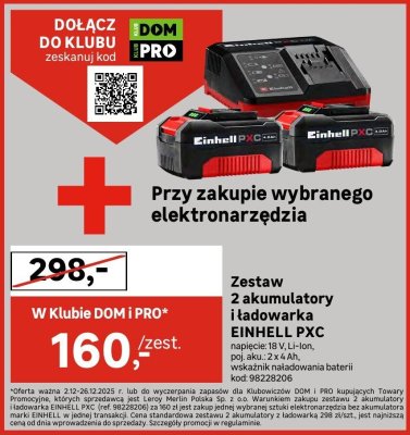 Zestaw 2 akumulatory i ładowarka EINHELL PXC promocja w Leroy Merlin
