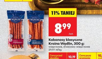 Kabanosy klasyczne Kraina Wędlin, 300 g promocja w Biedronka