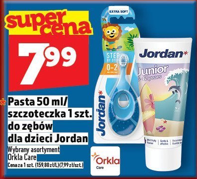 Pasta 50ml / szczoteczka 1 szt. do zębów dla dzieci Jordan promocja w TOPAZ