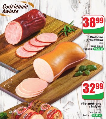 Kiełbasa krakowska z pieprzem Olewnik promocja w Dino