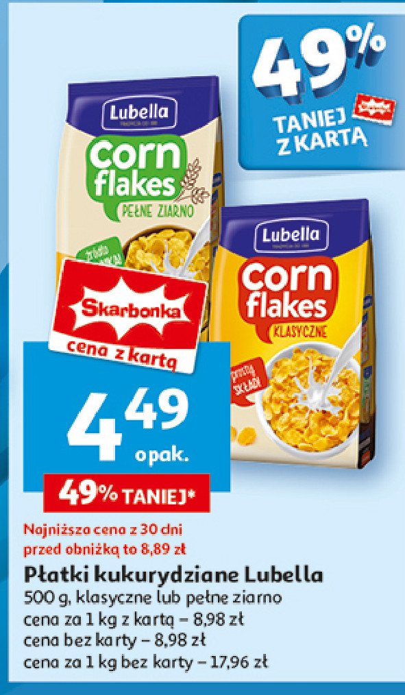 Płatki kukurydziane pełnoziarniste Lubella corn flakes promocja