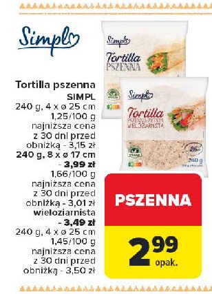 Tortilla pszenna 17 cm Simpl promocja
