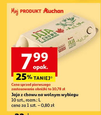 Jaja z wolnego wybiegu kl. m Auchan różnorodne (logo czerwone) promocja