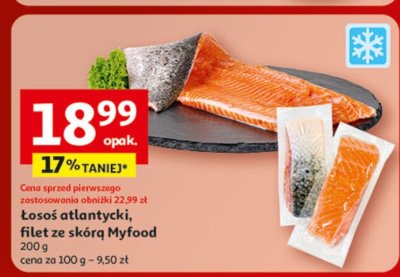Łosoś atlantycki, filet ze skórą Myfood 200 g promocja w Auchan
