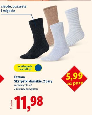 Skarpetki damskie, 2 pary Esmara promocja w Lidl