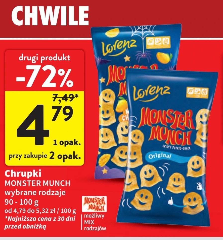 Chrupki mango chilliout Lorenz monster munch promocja w Intermarche