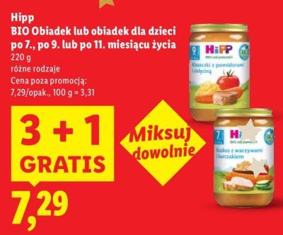 Obiadek lub obiadek dla dzieci Hipp BIO po 7., po 9. lub po 11. miesiącu promocja w Lidl