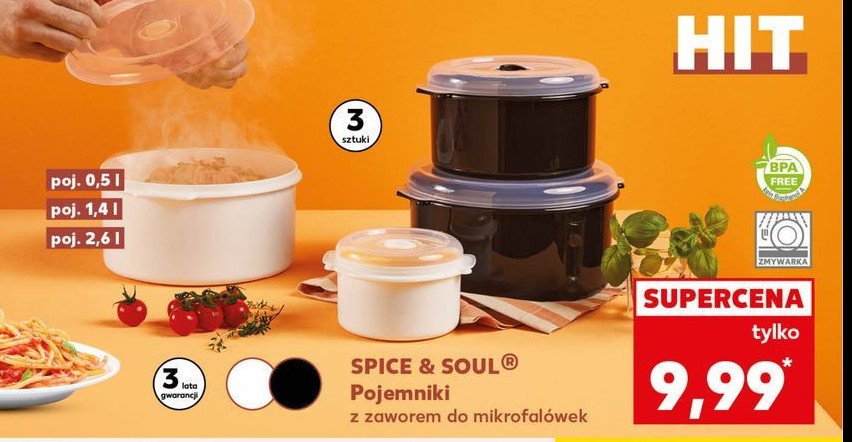 Pojemniki do mikrofali 490 ml + 1.4 l + 2.6 l Spice&soul promocja w Kaufland