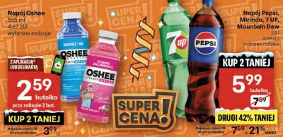 Napój Oshee 555ml wybrane rodzaje promocja w Delikatesy Centrum