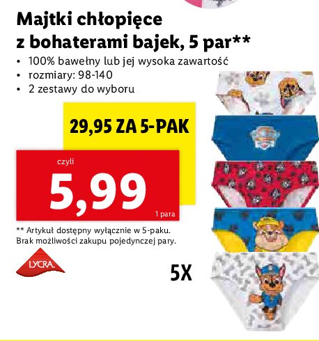 Majtki ch艂opi臋ce z bohaterami bajek 98-140 cm promocja