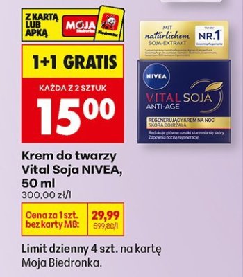 Krem do twarzy Vital Soja, 50 ml promocja w Biedronka