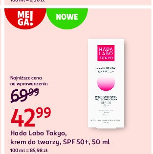 Krem do twarzy spf50+ Hada labo tokyo promocja w Rossmann