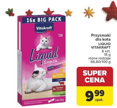 Przysmaki dla kota LIQUID 6 szt. VITAKRAFT promocja w Carrefour