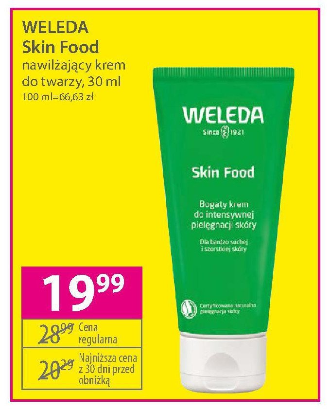 Krem nawilżający do suchej skóry Weleda skin food promocja
