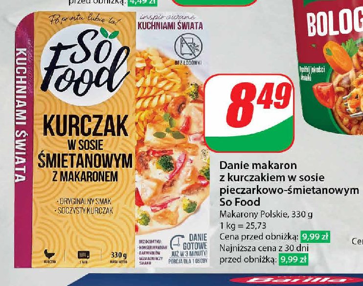 Kurczak w sosie śmietanowym z makaronem So food promocja