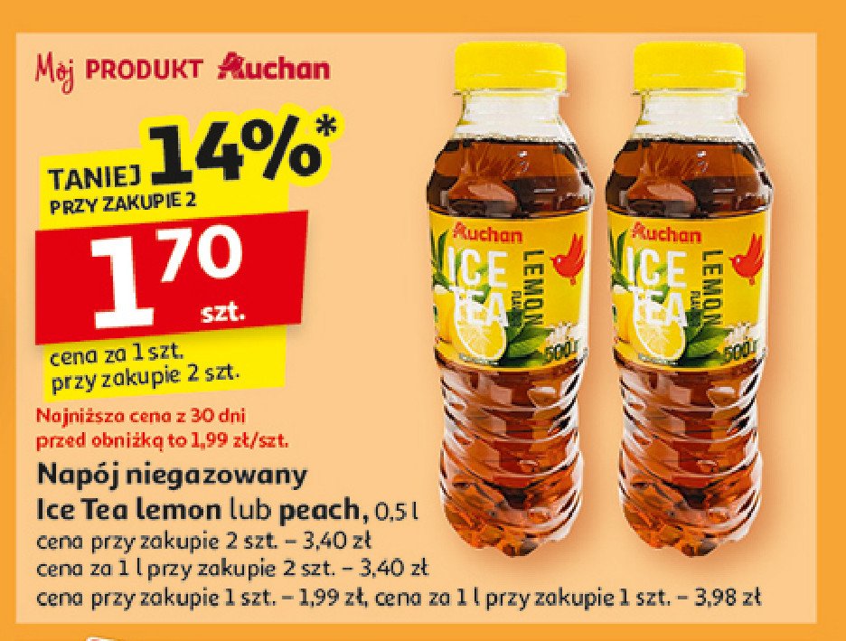 Napój cytrynowy Auchan ice tea promocja