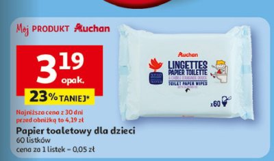 Papiero toaletowy nawilżany dla dzieci Auchan promocja