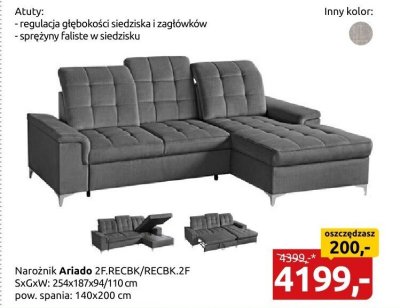 Narożnik Ariado 2F.RECBK/RECBK.2F promocja w Black Red White