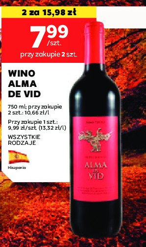 Wino Alma de vid promocja w Stokrotka