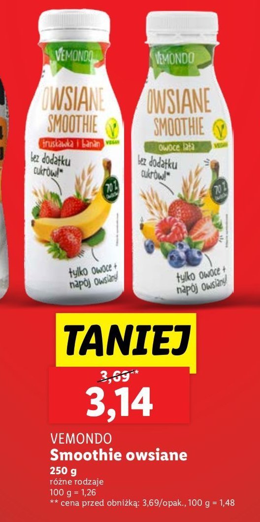 Smoothie owsiane owoce leśne Vemondo promocja w Lidl