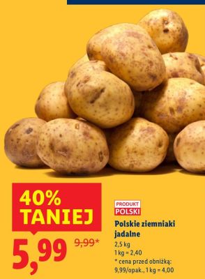 Ziemniaki polskie jadalne 2,5 kg promocja w Lidl