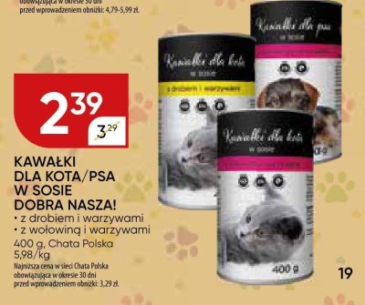 Kawałki dla kota/psa w sosie dobrej nasza! promocja w Chata Polska