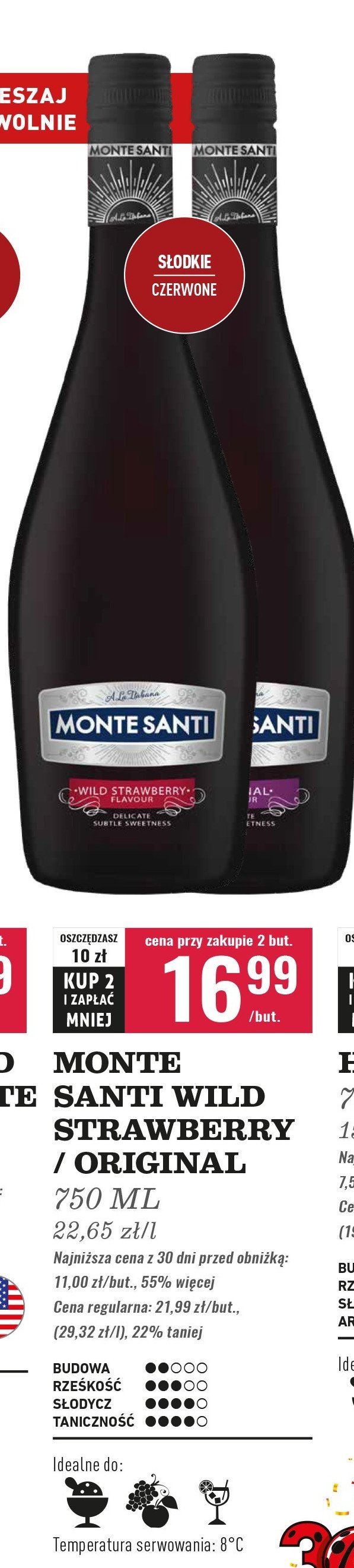 Wino Monte santi wild strawberry promocja w Biedronka