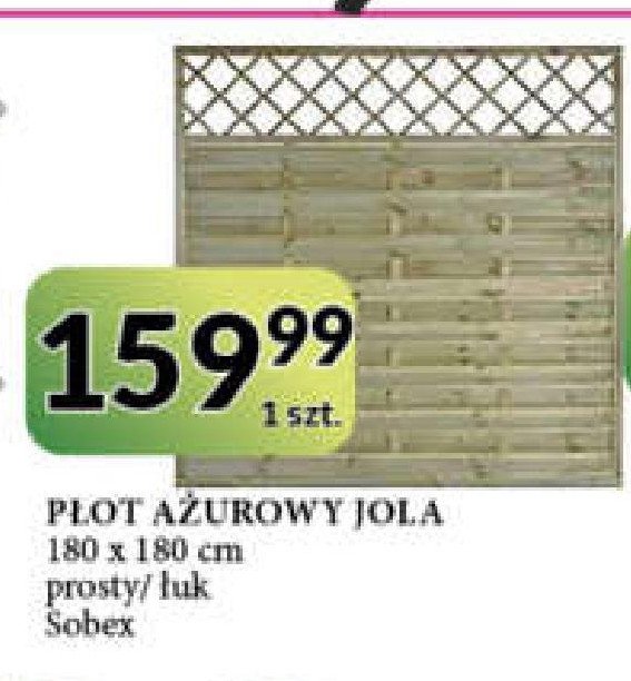 Płot pełny jola z łukiem 90 x 180/160 cm Sobex promocja