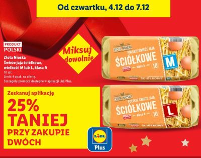 Jaja ściółkowe Złota Nioska, wielkość M lub L, klasa A -25% promocja w Lidl