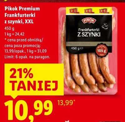 Frankfurterki Pikok Premium Frankfurterki z szynki, XXL promocja w Lidl