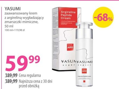 Krem YASUMI zaawansowany z argireliną wygładzający zmarszczki mimiczne promocja w Hebe