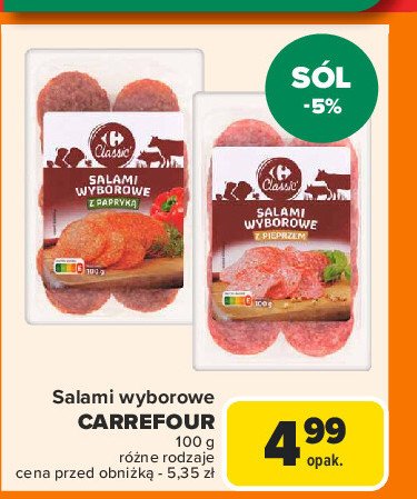 Salami wyborowe z pieprzem Carrefour promocja w Carrefour