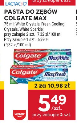 Pasta do zębów sparkle diamonds Colgate max white promocja