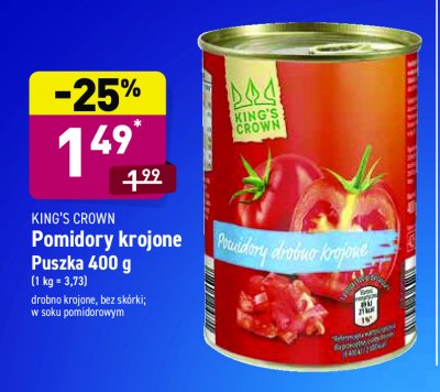 Pomidory drobno krojone bez skórki King's crown (aldi) promocja