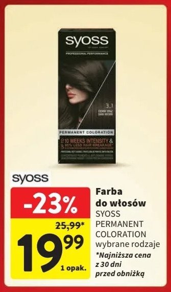 Farba do włosów 3.1 Syoss professional performance promocja