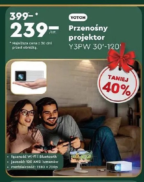 Projektor przenośny y3pw 30'-120' Yoton promocja w Biedronka