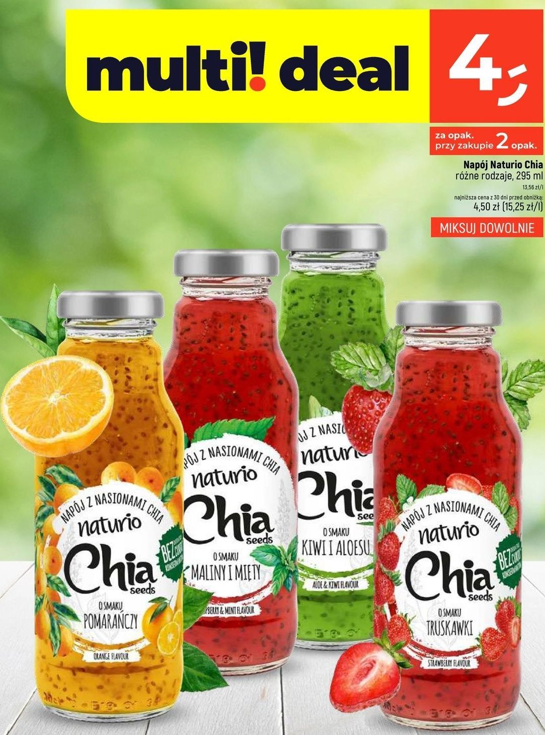 Napój chia truskawka Naturio chia promocja