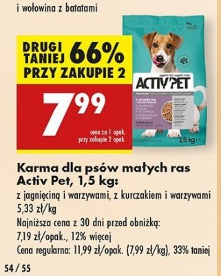 Karma dla psa z jagni臋cin膮 i warzywami ma艂e rasy Activ pet promocja