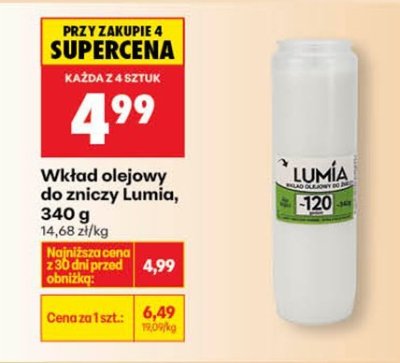 Wkład olejowy do zniczy Lumia promocja w Biedronka