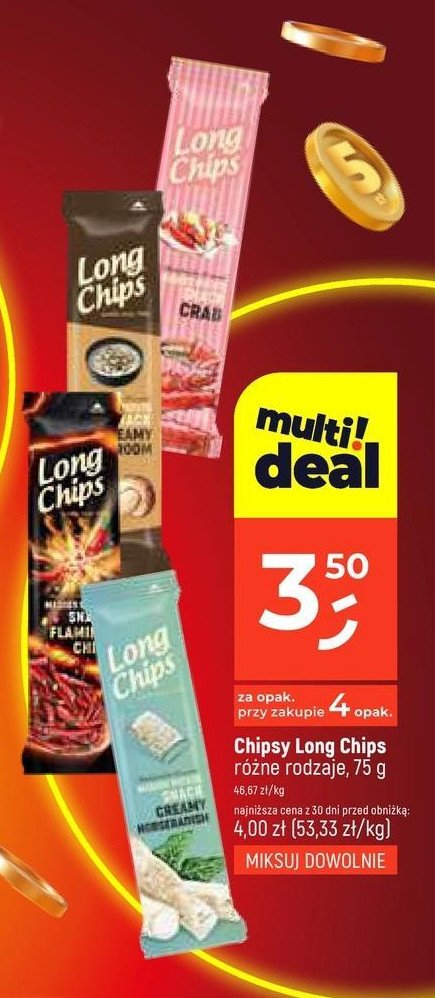 Chipsy grzyby ze śmietaną Long chips promocja w Dealz